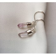 641 boucles d'oreilles quartz aura rose argent sterling, 